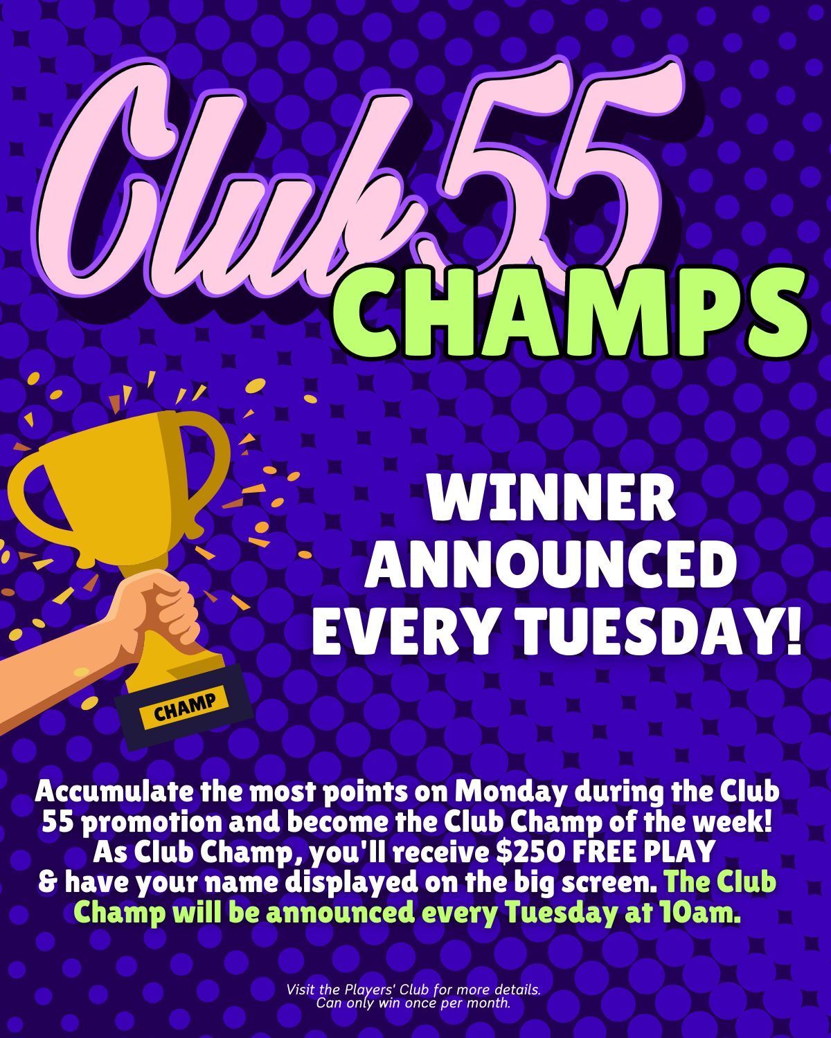 Club 55 Champs - Winner Every Tuesday - at The Big Easy Casino in Hallandale Beach, FL