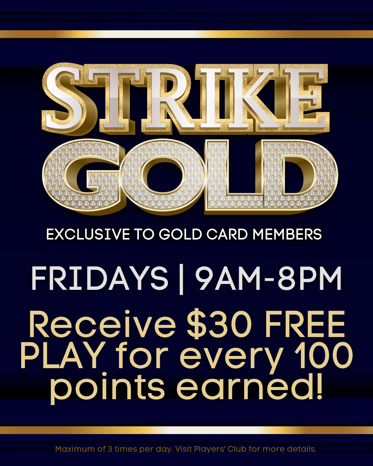 Strike Gold Fridays for Gold Card Members at the Big Easy Casino in Hallandale Beach, FL