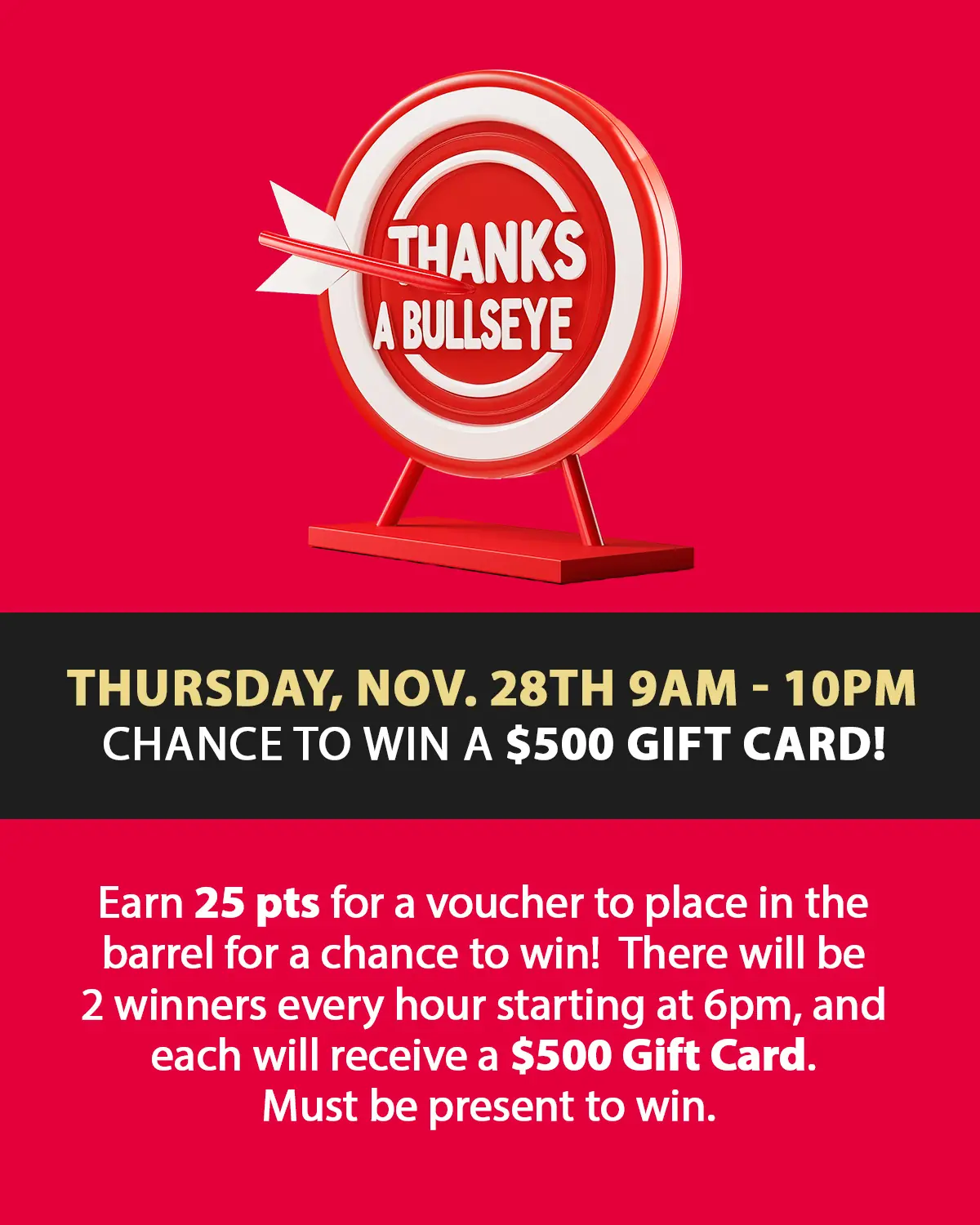 Thanks a Bullseye at the Big Easy Casino in Hallandale Beach, Florida